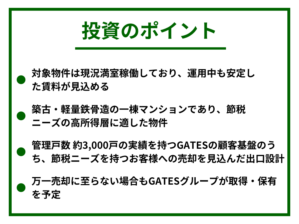GATES FUNDING 28号 投資のポイント