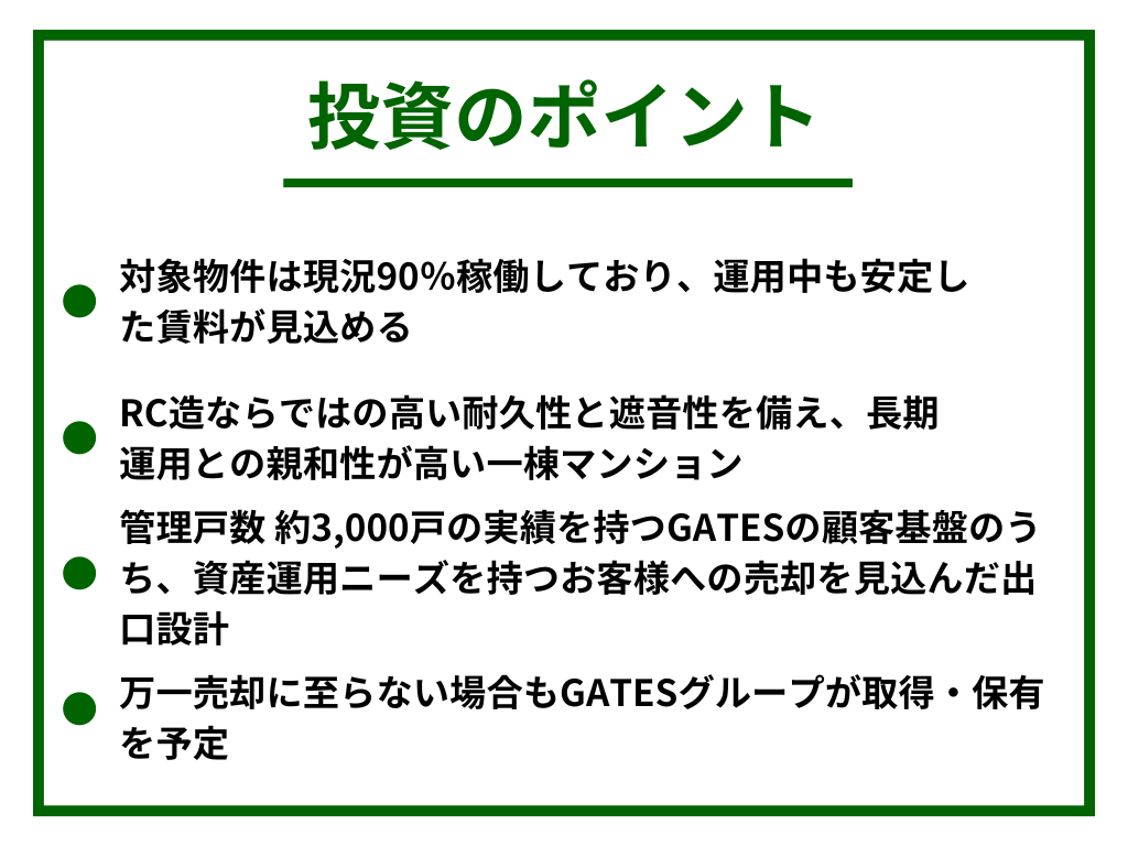 GATES FUNDING 30号 投資のポイント